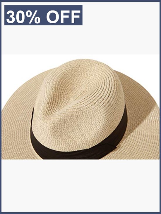 Wide Brim Straw Panama Roll Up Fedora Beach Sun Hat UPF50+ main image 4